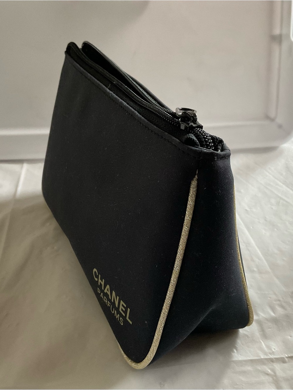 Chanel Parfums Black Cosmetic Makeup Bag - New